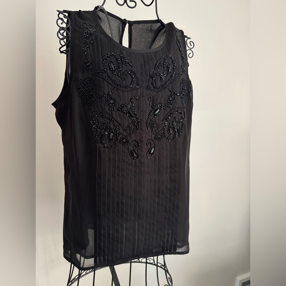 Black beaded Women's sleeveless Top